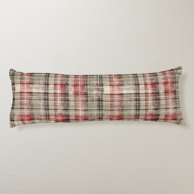 A Christmas Tartan Floral Design Series #2 Body Cushion (Back)