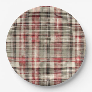 A Christmas Tartan Floral Design Series #2 Paper Plate