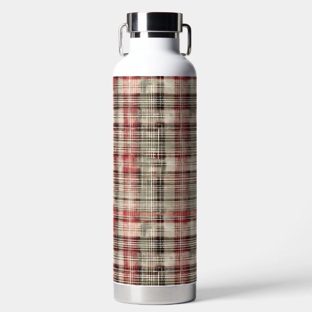 A Christmas Tartan Floral Design Series #2 Water Bottle (Front)
