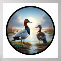 A Circular 3D Image of a Beautiful Canvasback Duck