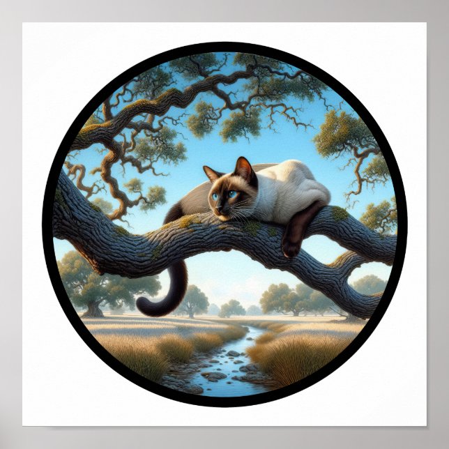 A Circular 3D Image of a Beautiful Siamese Cat  Poster (Front)