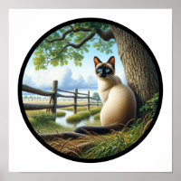 A Circular 3D Image of a Beautiful Siamese Cat 