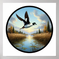 A Circular 3D Image of a Common Goldeneye Duck