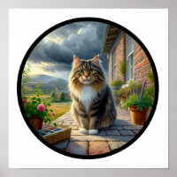 A Circular 3D Image of a Domestic Longhair Cat