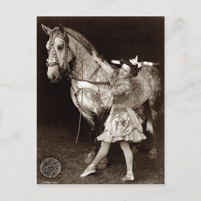 A Circus Girl and Horse Postcard (Front)