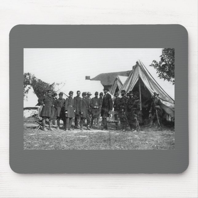 A Civil War Photo - Lincoln Adressing Men Mouse Pad (Front)
