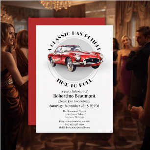 A Classic Has Retired Red Car Retirement Party Invitation