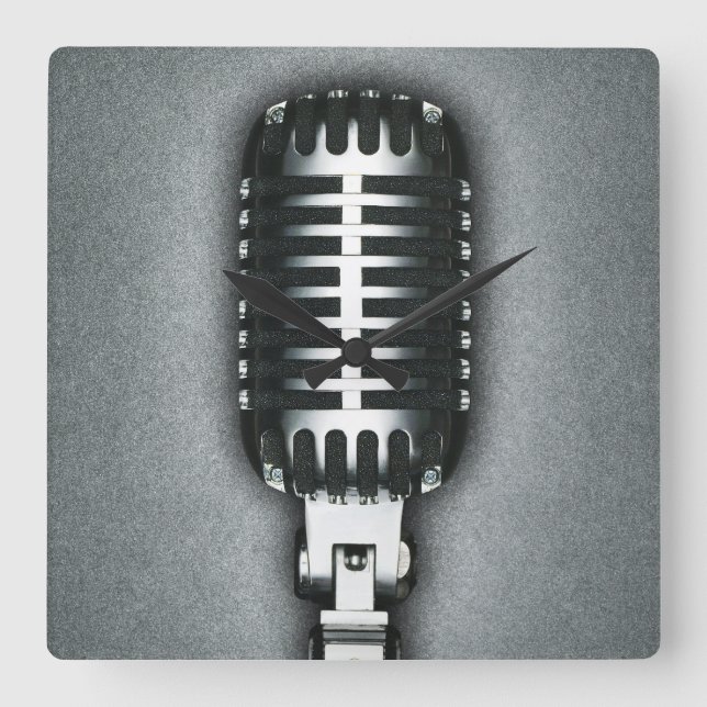 A Classic microphone Square Wall Clock (Front)