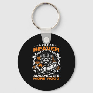 A Clean Beaver Lumberjack Forestry Worker Chainsaw Key Ring