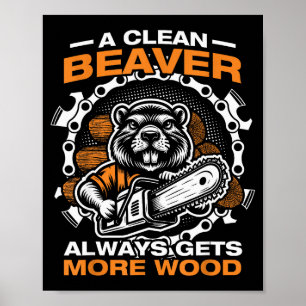 A Clean Beaver Lumberjack Forestry Worker Chainsaw Poster
