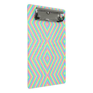 A clipboard featuring a vibrant, geometric pattern