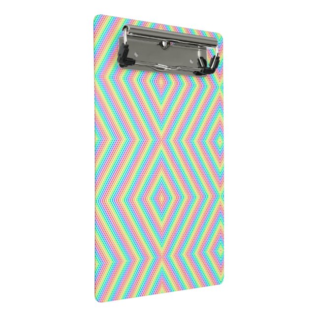 A clipboard featuring a vibrant, geometric pattern (Angled)