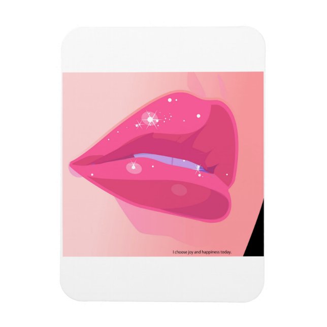 A close-up digital art of glossy pink lips adorned magnet (Vertical)