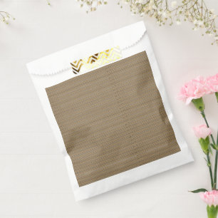 A close-up image showcasing a fabric with a tan an favour bags