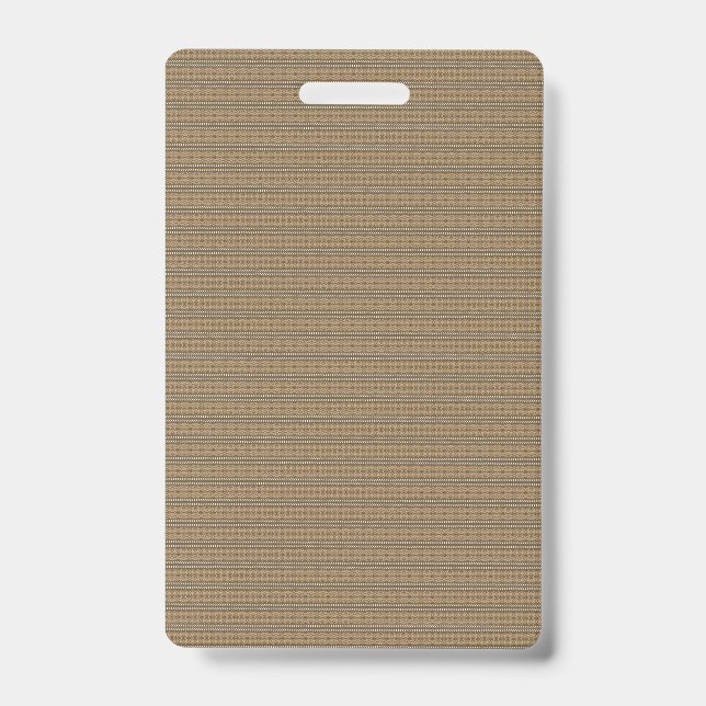 A close-up image showcasing a fabric with a tan an ID badge (Front)