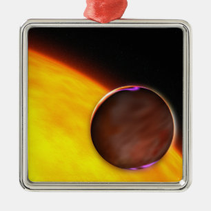 A close-up of an extrasolar planet metal tree decoration