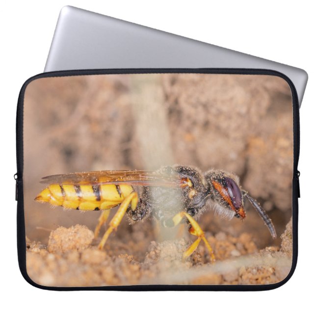 A close-up photograph of a wasp laptop sleeve (Front)