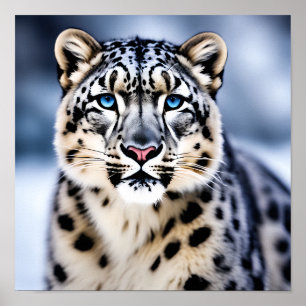 A Close-up Portrait of a Snow Leopard Poster