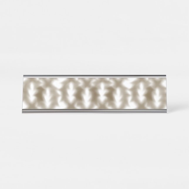 A close-up view of a crisscrossing wire mesh grid  desk name plate (Front)