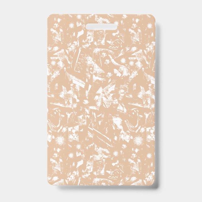 A close-up view of a textured wall featuring patte ID badge (Front)