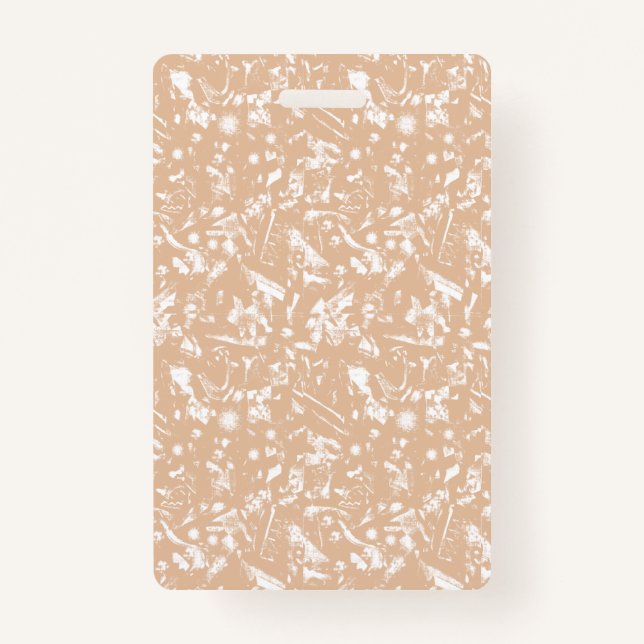 A close-up view of a textured wall featuring patte ID badge (Back)