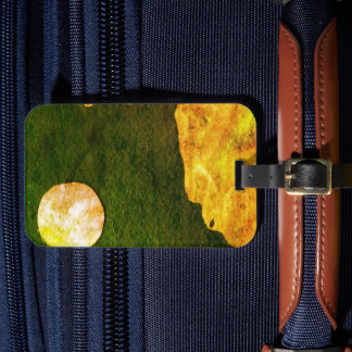 A close up view of fantasy worlds and their moons luggage tag
