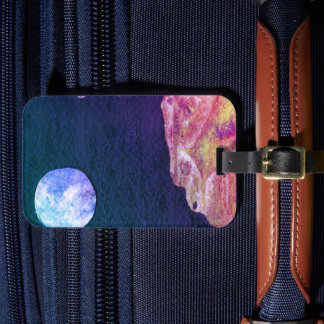 A close up view of fantasy worlds and their moons luggage tag