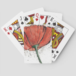 A Closed Flower on a White Background Playing Cards