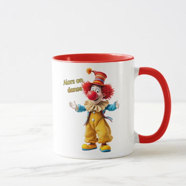 A clown invites you to dance. mug (Right)