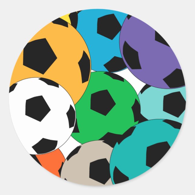 A cluster of soccer balls classic round sticker (Front)