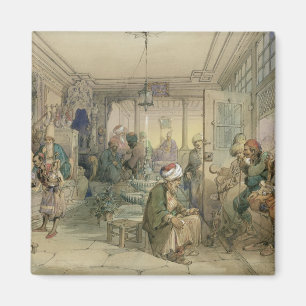 A Coffee House, Constantinople, 1854 (pen & ink & Magnet