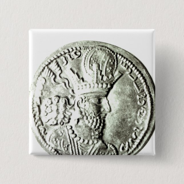 A coin depicting profile of Shapur II, 15 Cm Square Badge (Front)