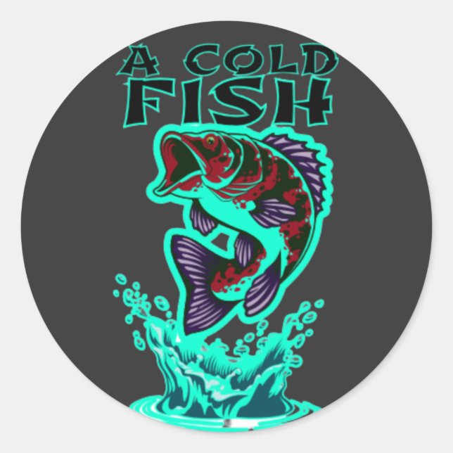 a cold fish  classic round sticker (Front)