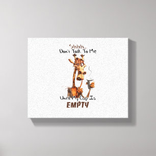 A Cold Giraffe With A Cup Of Coffee  Canvas Print