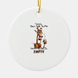 A Cold Giraffe With A Cup Of Coffee  Ceramic Tree Decoration