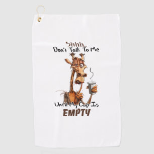 A Cold Giraffe With A Cup Of Coffee  Golf Towel
