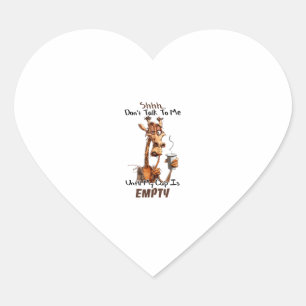 A Cold Giraffe With A Cup Of Coffee Heart Sticker
