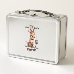 A Cold Giraffe With A Cup Of Coffee Metal Lunch Box