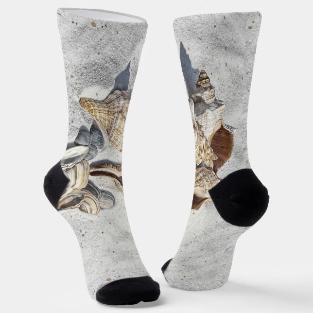 A Collection of Seashells on Sand Socks (Angled)