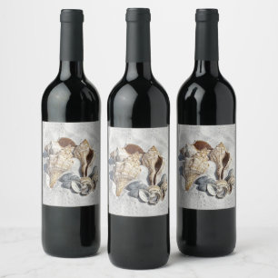 A Collection of Seashells on Sand Wine Label
