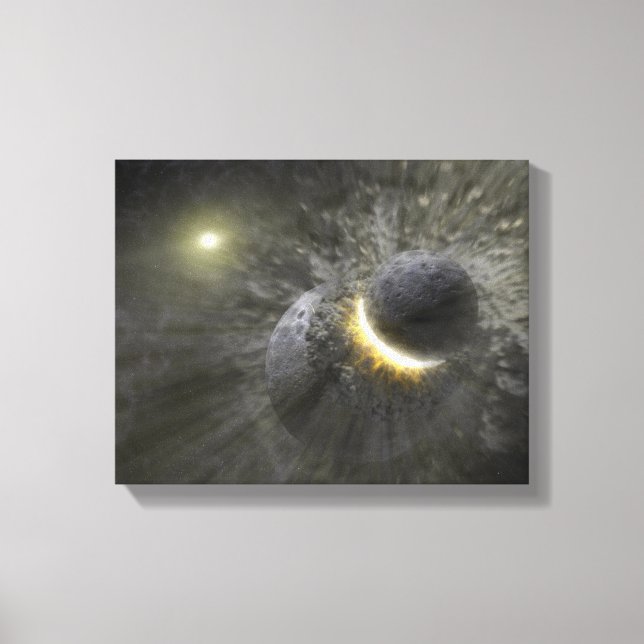 A collision between massive objects in space canvas print (Front)