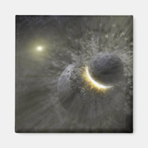 A collision between massive objects in space magnet