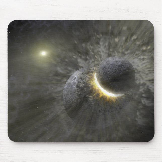 A collision between massive objects in space mouse pad (Front)