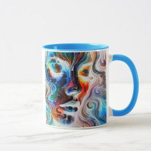 A colorful abstract portrait of a female face. mug