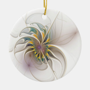 A colorful fractal ornament. Abstract Flower art  Ceramic Tree Decoration