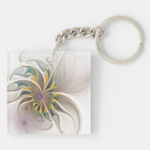 A colorful fractal ornament. Abstract Flower art Key Ring