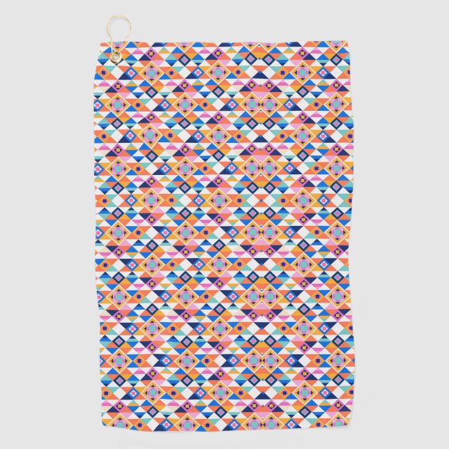 A colorful towel featuring a vibrant geometric (Front)