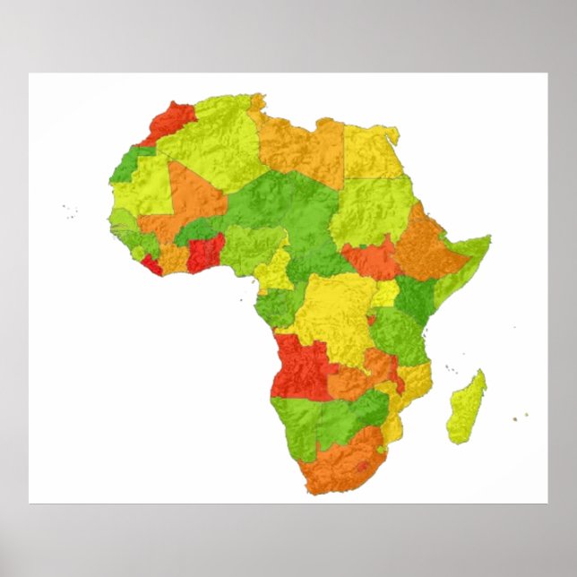 a colour-coded map of Africa with its countries  Poster (Front)