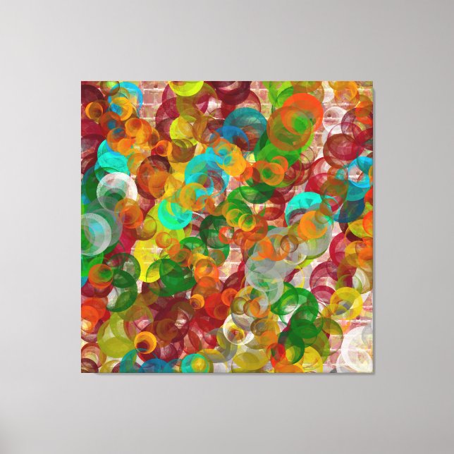 A Colourful Abstract Brick and Bubbles Modern Canvas Print (Front)