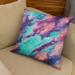 A Colourful Abstract Image with Stars in the Sky Cushion